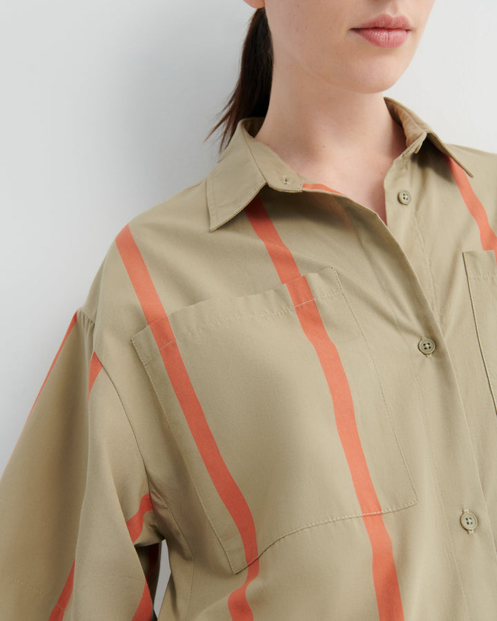 Balance Belted Oversized Shirt Dress – Nasturtium Stripe