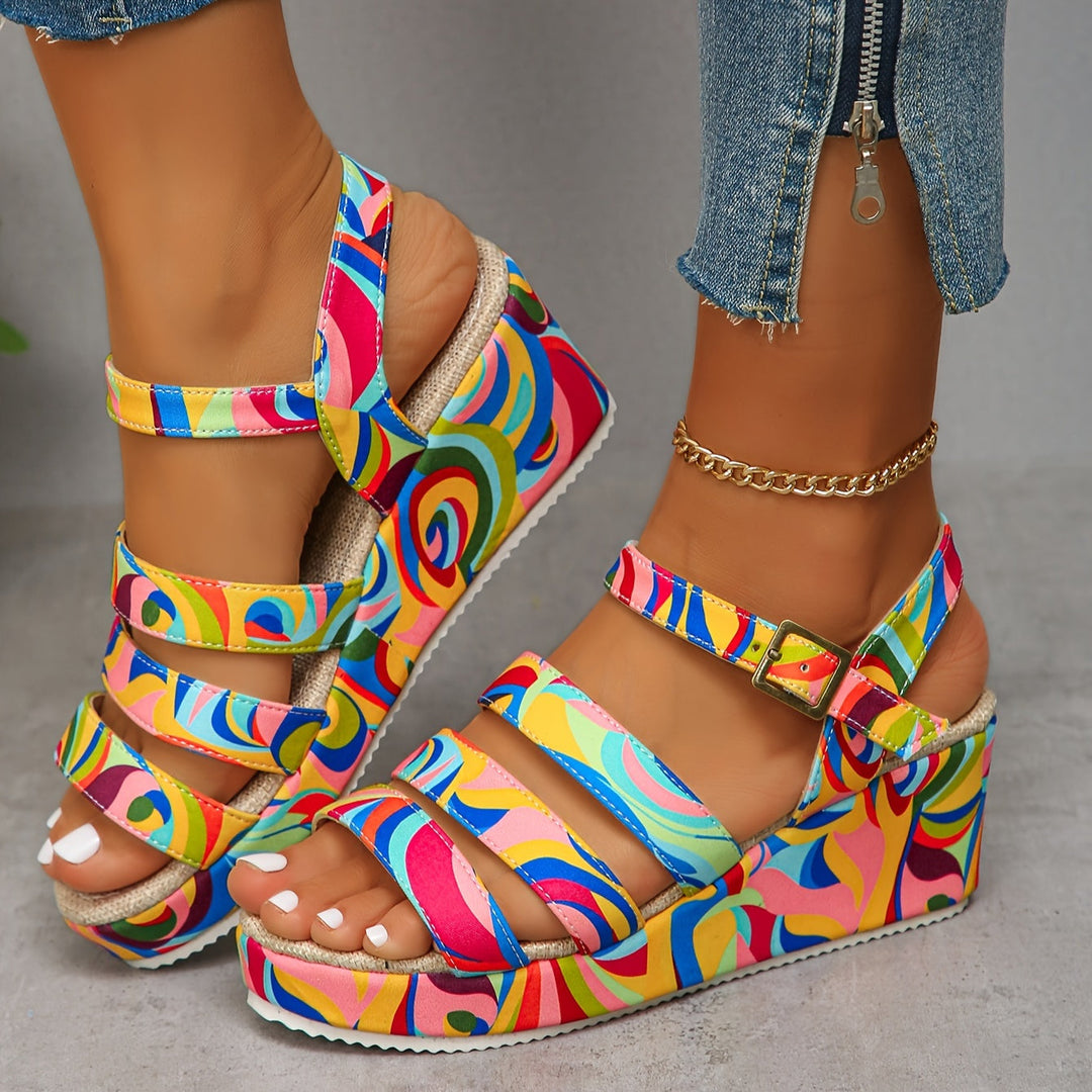 Piper Multicolour Platform Wedge Sandals