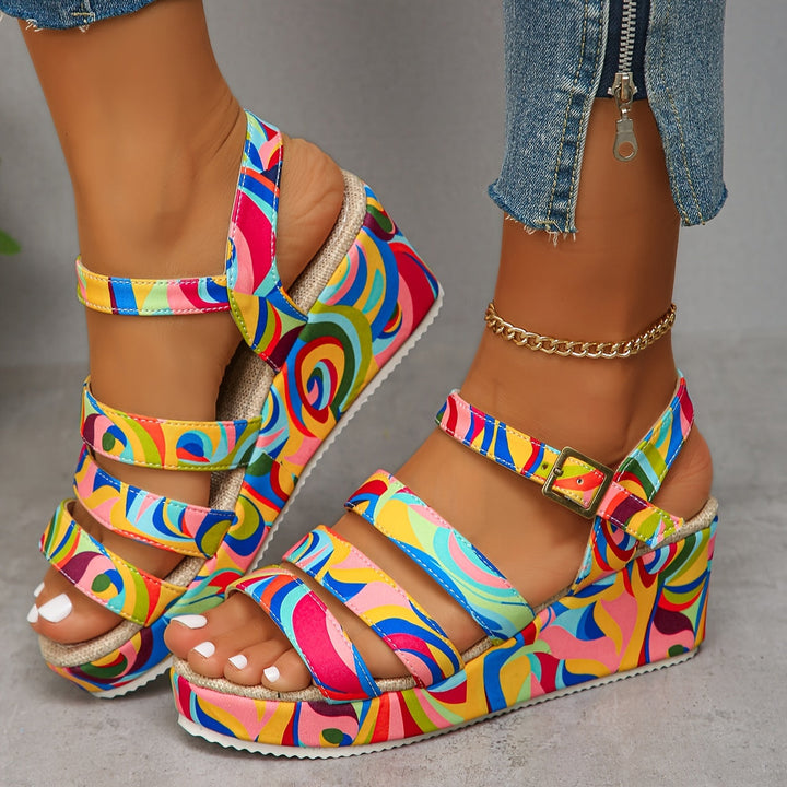 Piper Multicolour Platform Wedge Sandals