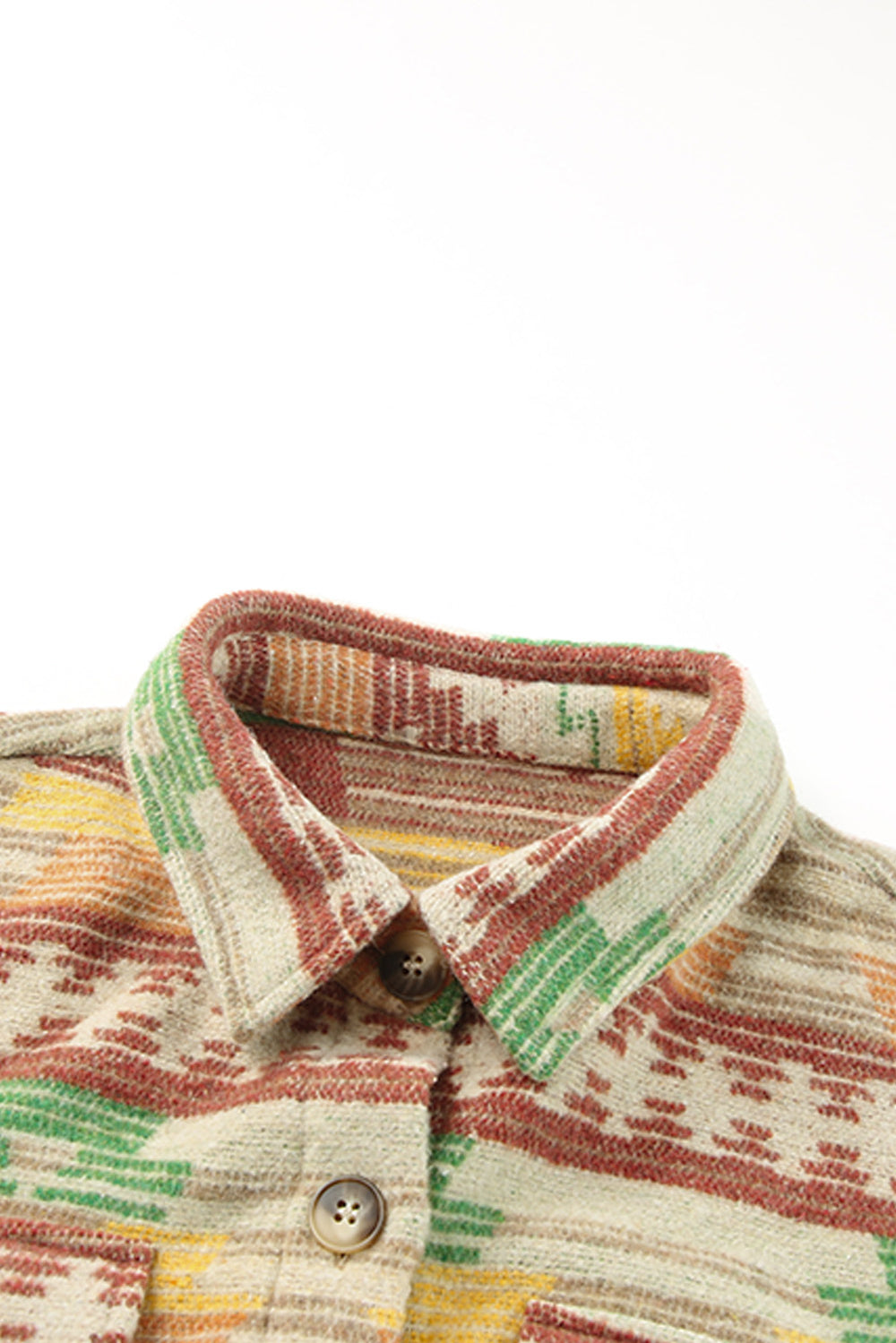 Yellow Western Aztec Print Button Flap Pocket Shacket