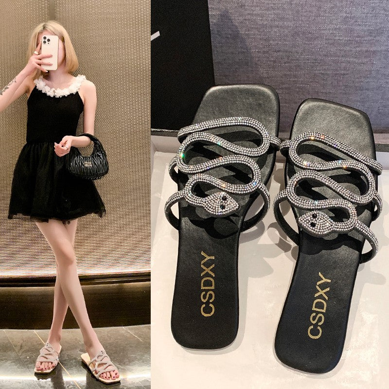 Aoife Diamante Snake Slippers