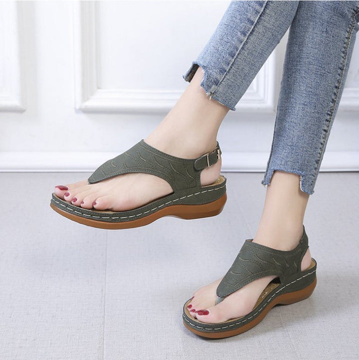 Orla Two-Tone Leather Roman Sandals