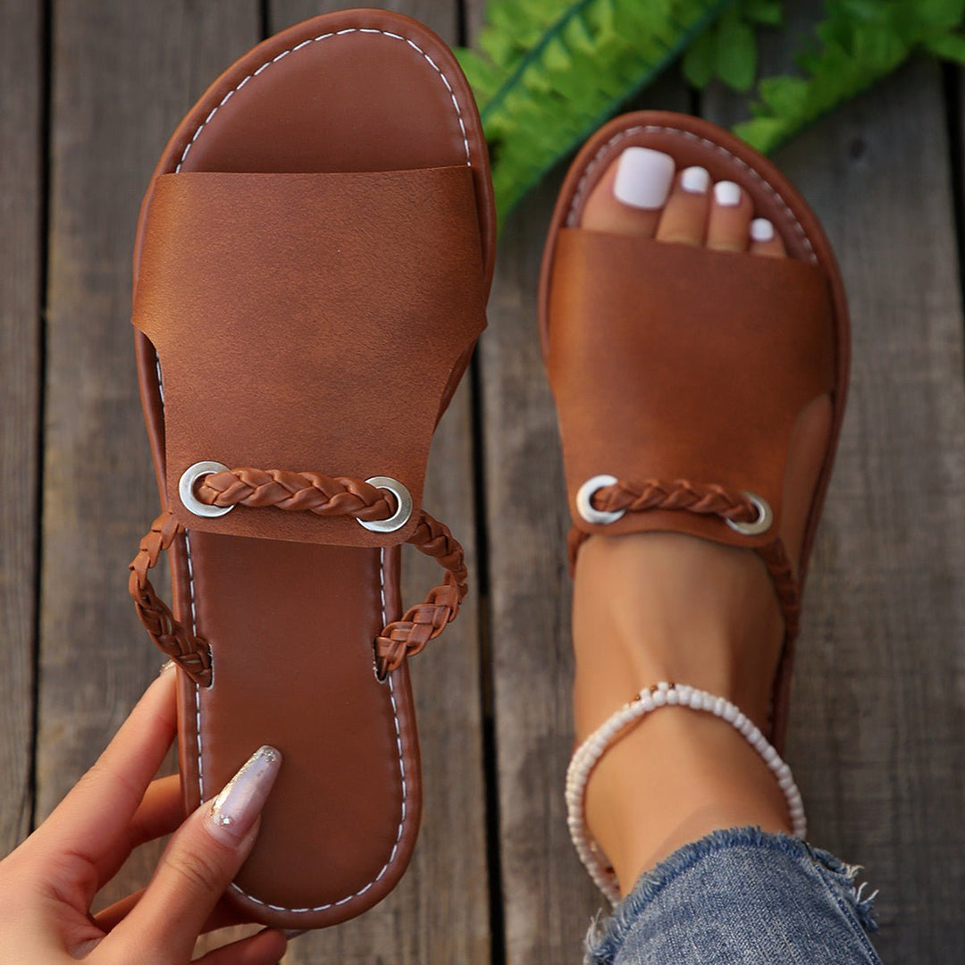 Jemima Braided Leather Flat Sandals