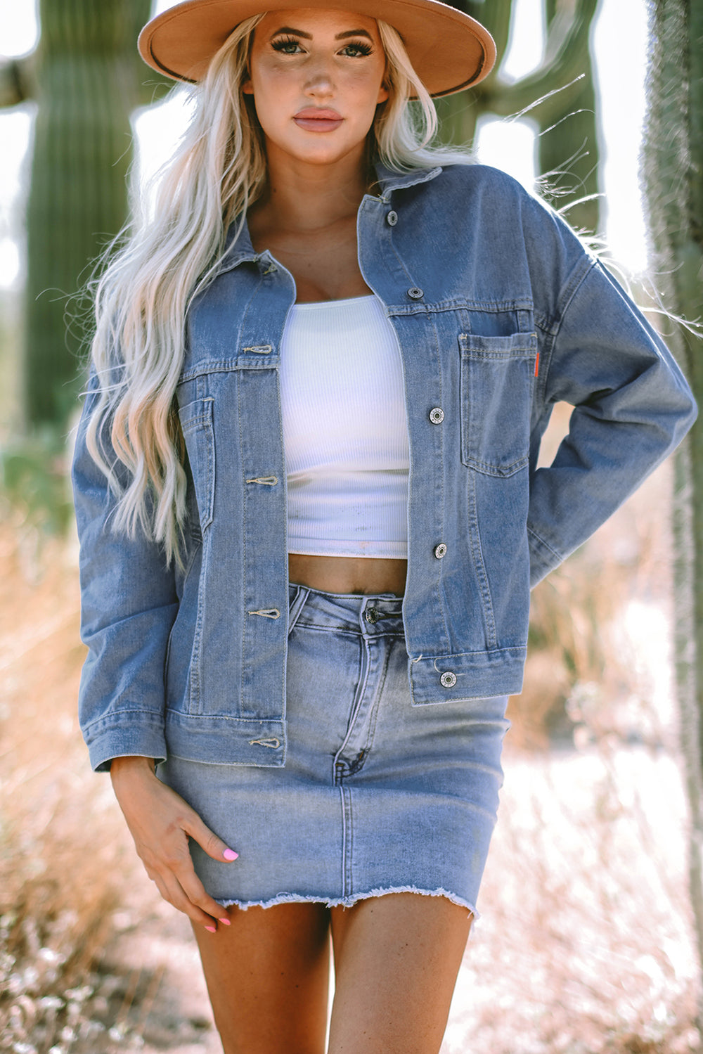 Black Washed Oversize Pocketed Denim Jacket