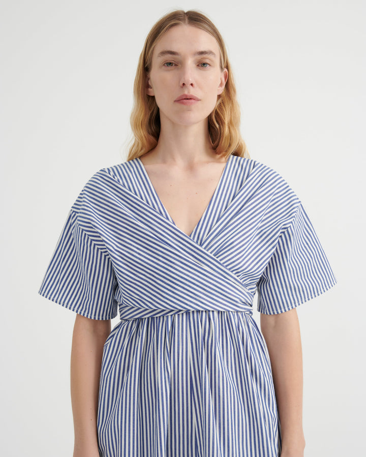 Composer Striped Poplin Wrap Dress – Workwear Stripe