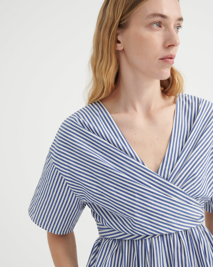 Composer Striped Poplin Wrap Dress – Workwear Stripe