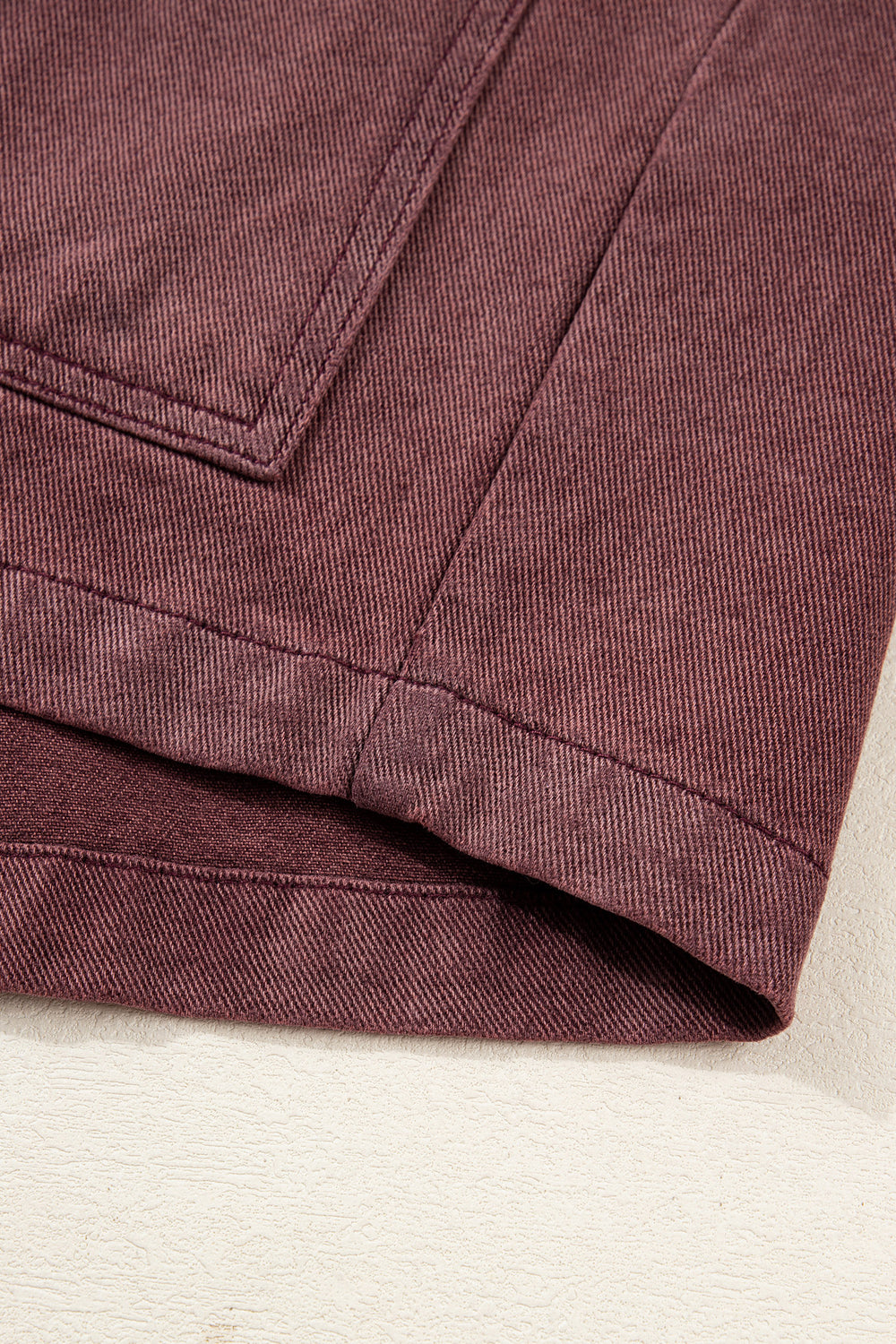 Coffee Corduroy Collar Zipped Front Denim Jacket - Denim Jacket