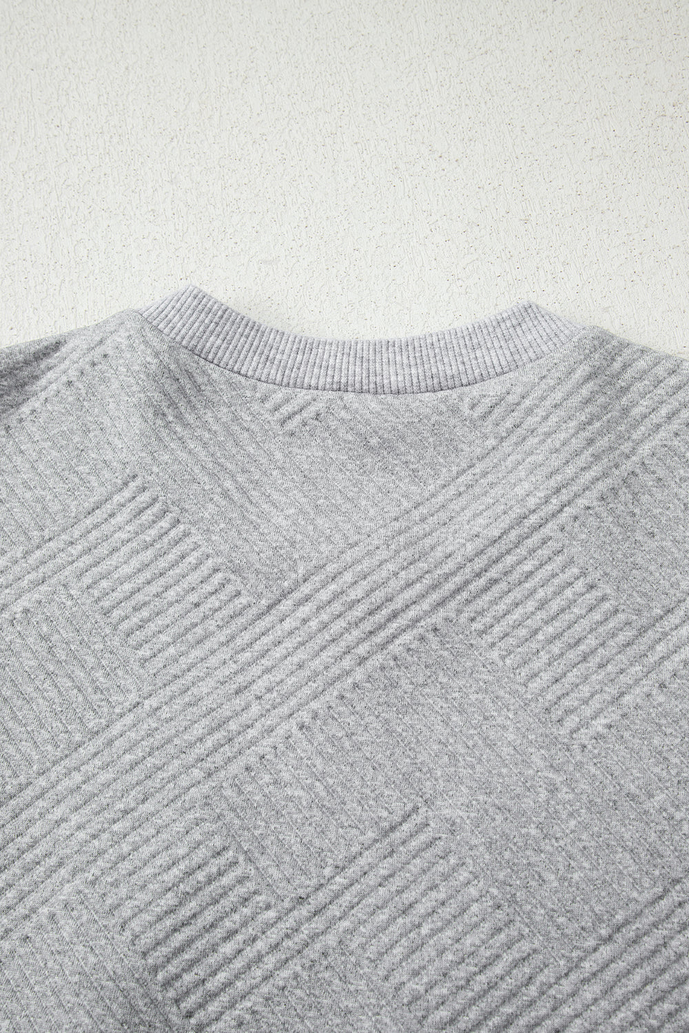 Medium Grey Trendy Textured Half Zip Loose Sweatshirt