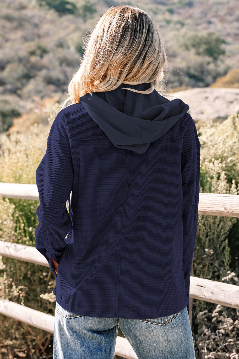 Laurel Green 2 in 1 Thermal Knit Textured Hooded Jacket