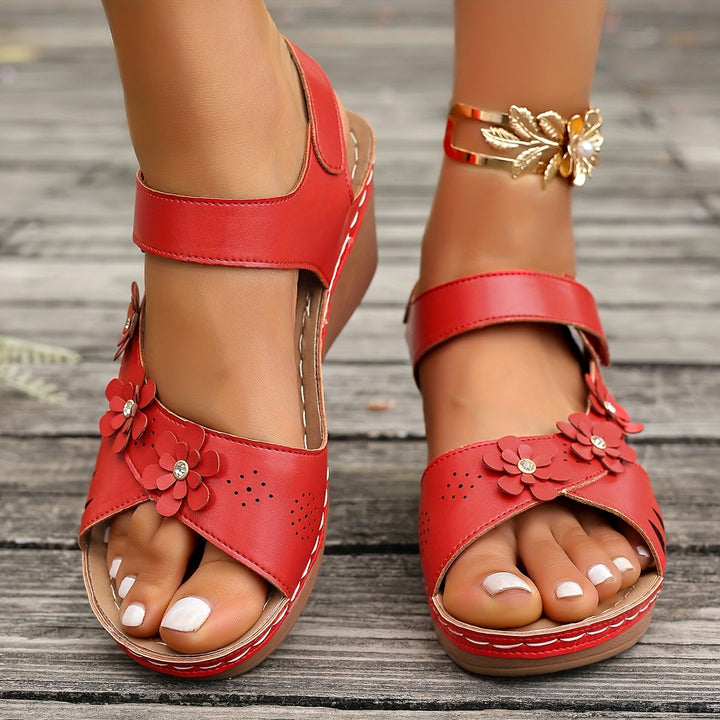 Elise Wedge Sandals With Floral Detail