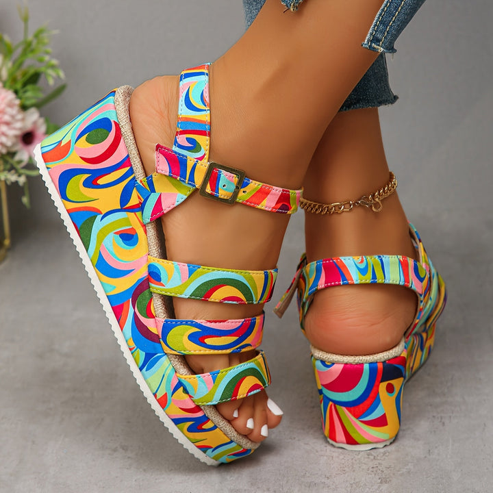 Piper Multicolour Platform Wedge Sandals