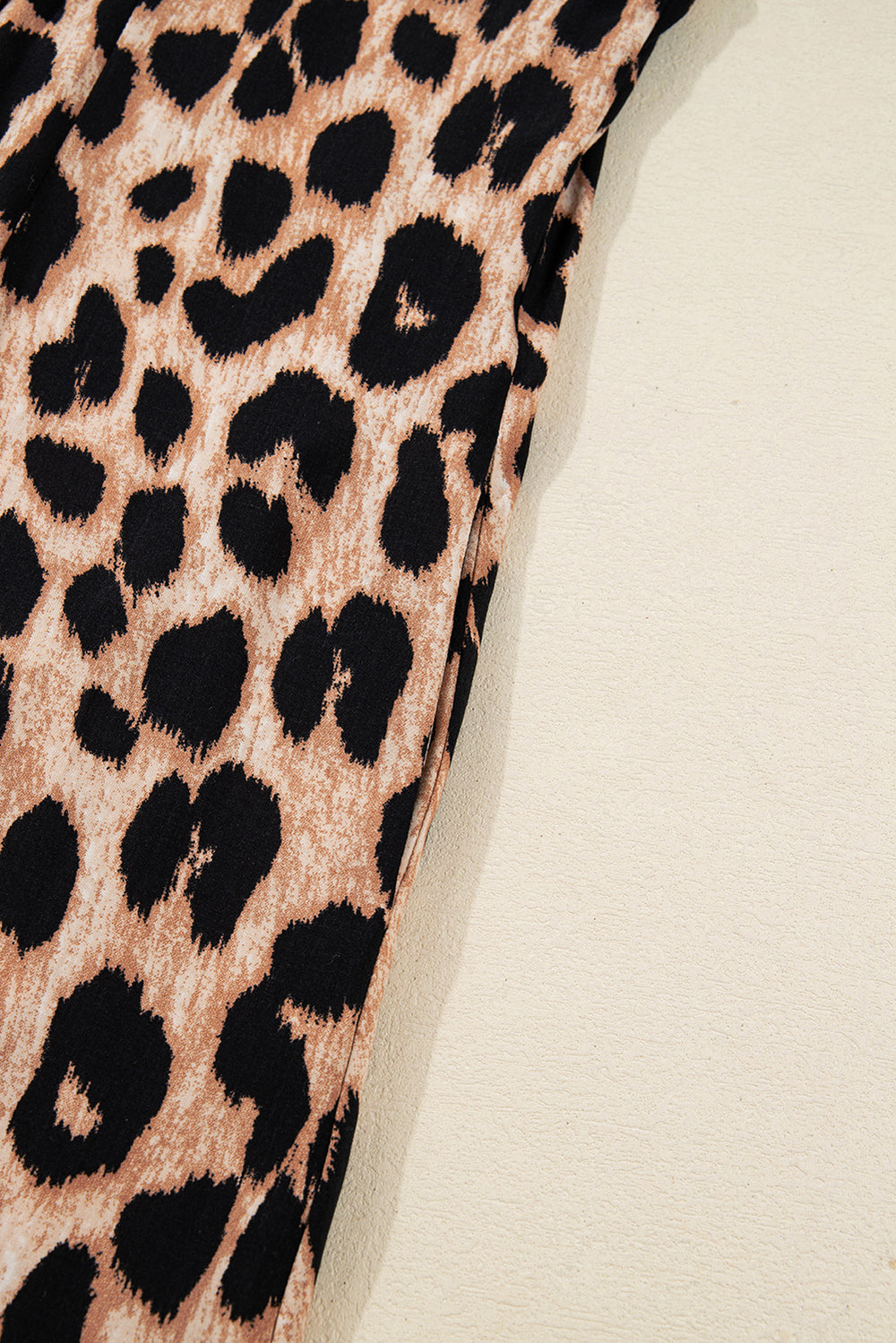 Brown Leopard Print Smocked Detail Flowy Midi Dress