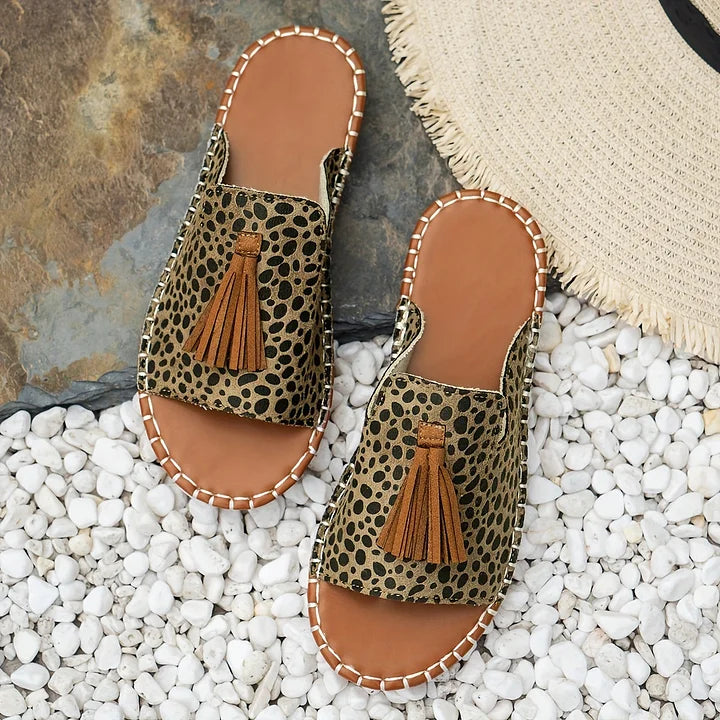 Naomi Woven Boho Sandals With Tassel Detail
