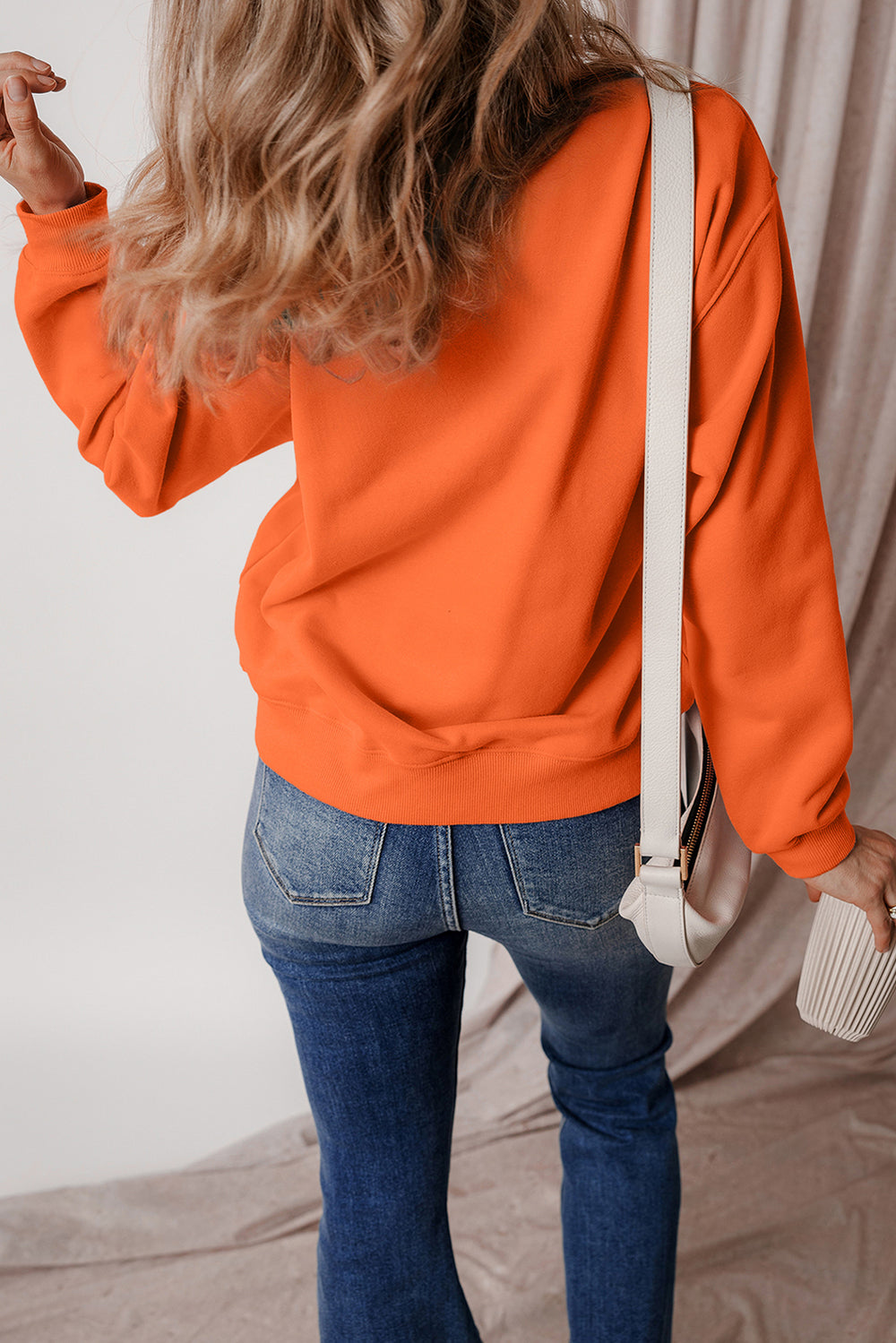 Aruba Blue Solid Fleece Lined Drop Shoulder Terry Sweatshirt