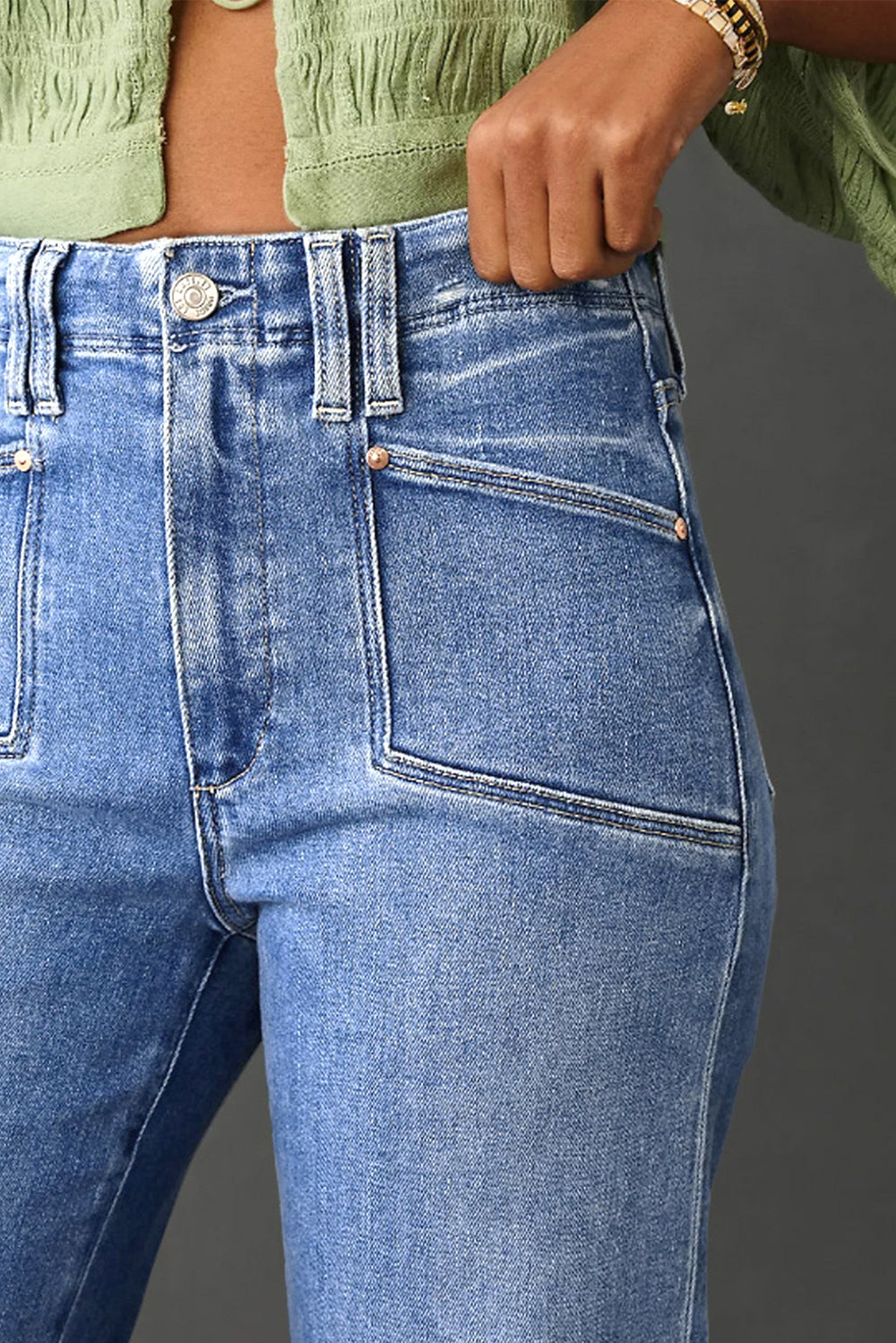 Dusk Blue Loose Straight Leg Cropped High Waist Jeans