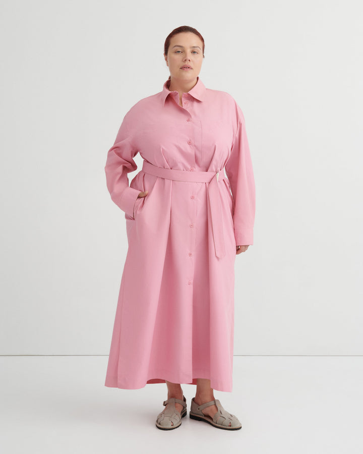 Elementary Belted Boxy Shirt Dress – Begonia Pink