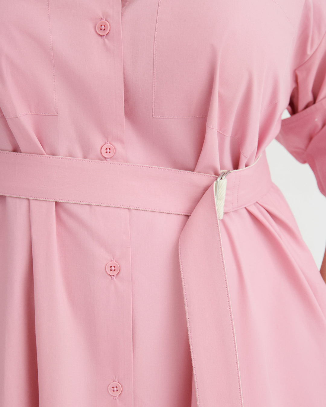 Elementary Belted Boxy Shirt Dress – Begonia Pink