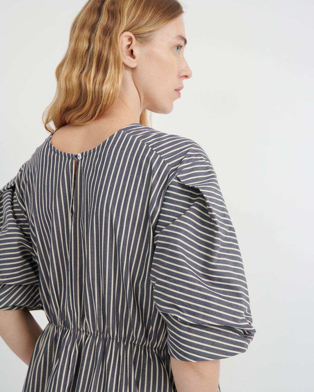 Ellora Pleated Sleeve Maxi Dress – Evening Stripe