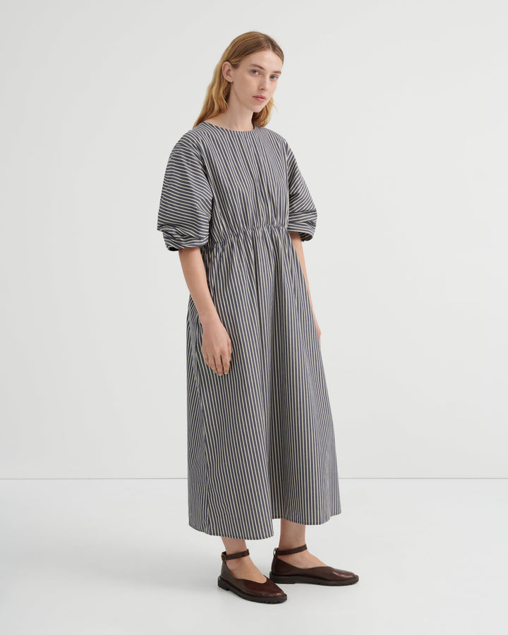 Ellora Pleated Sleeve Maxi Dress – Evening Stripe