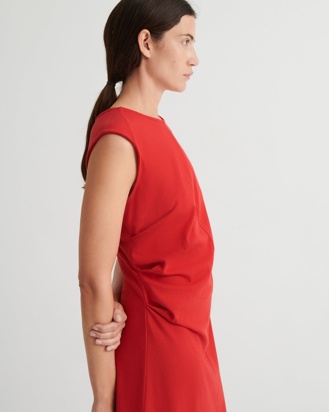 Ember Ruched A-Line Maxi Dress – Poppy Red
