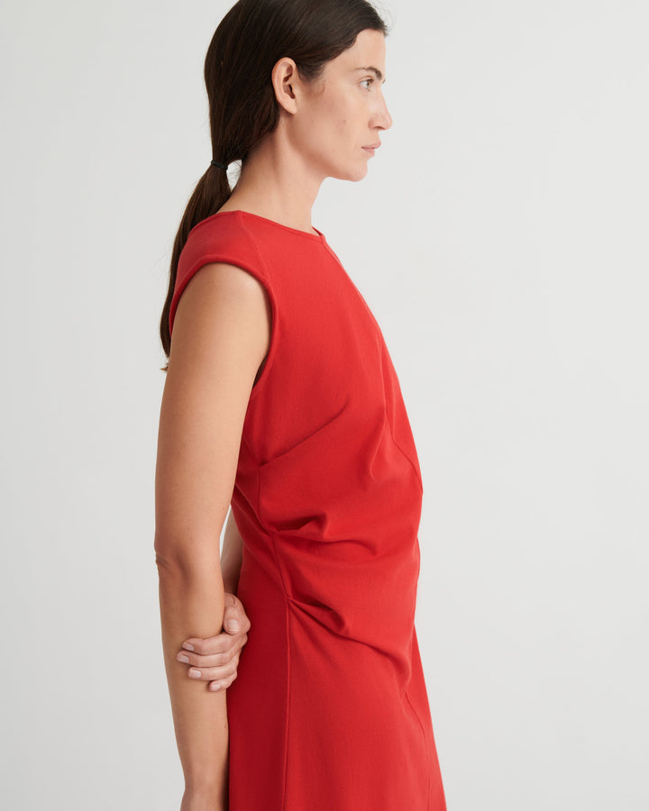 Ember Ruched A-Line Maxi Dress – Poppy Red