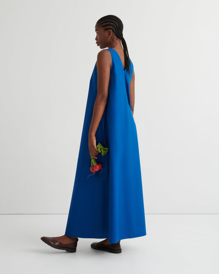 Eventide V-Neck Pinafore Dress – Blue Orchid