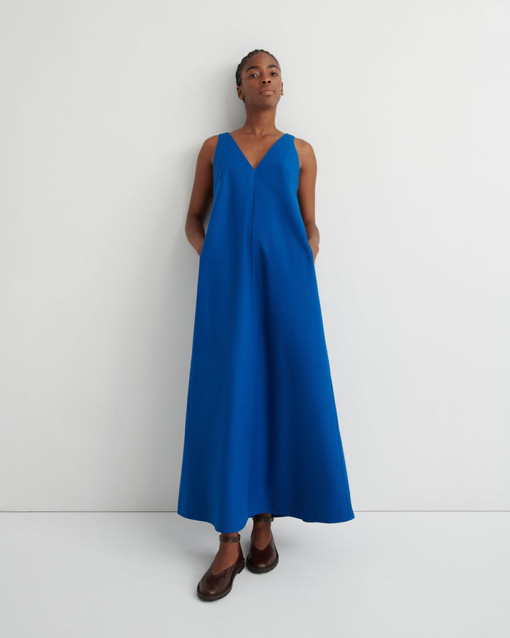 Eventide V-Neck Pinafore Dress – Blue Orchid