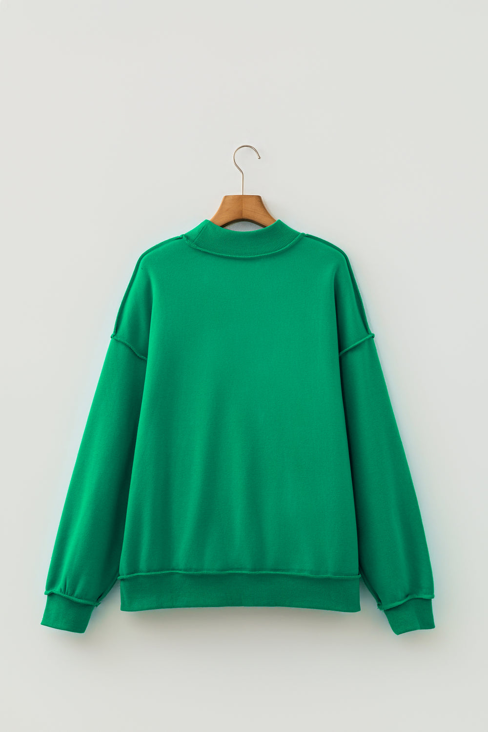 Racing Red Oversize Drop Shoulder Reversible Mock Neck Sweatshirt