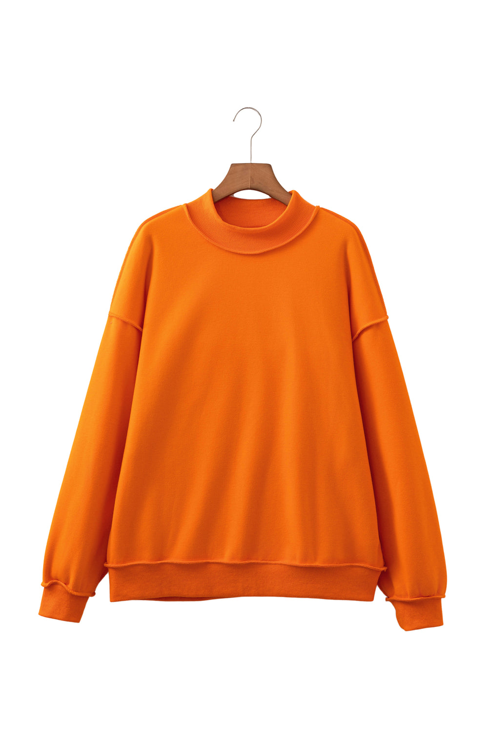 Racing Red Oversize Drop Shoulder Reversible Mock Neck Sweatshirt