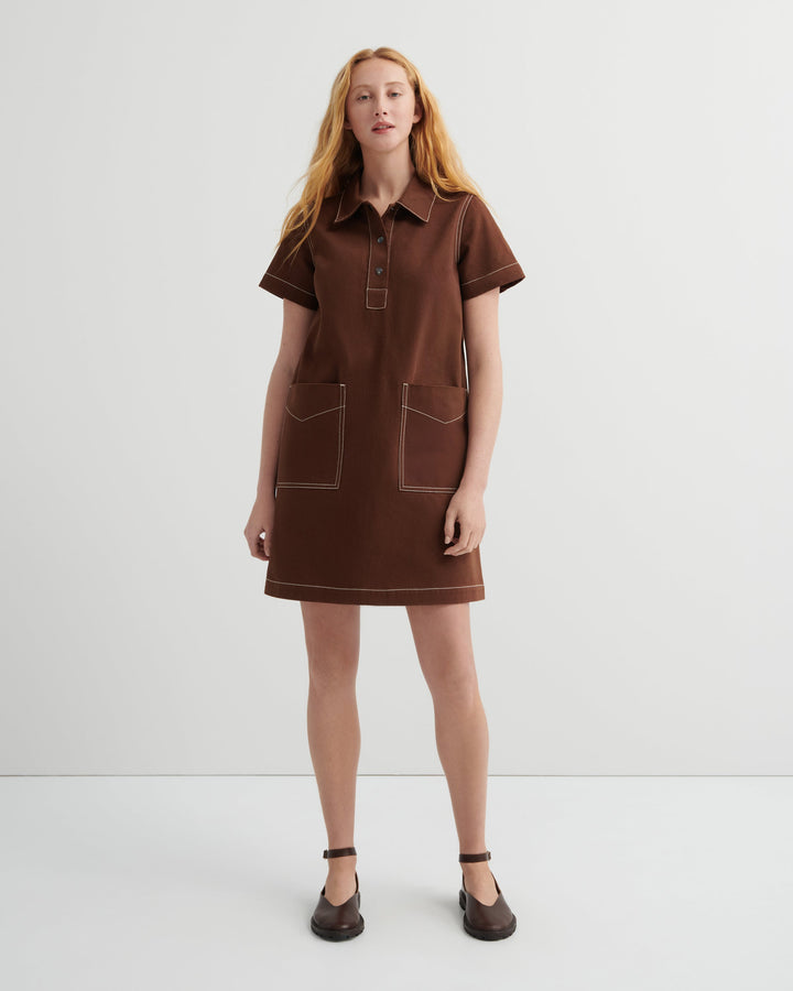 Foundation Organic Cotton Denim A-Line Dress – Brown Denim