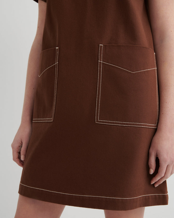 Foundation Organic Cotton Denim A-Line Dress – Brown Denim