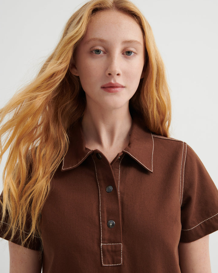 Foundation Organic Cotton Denim A-Line Dress – Brown Denim