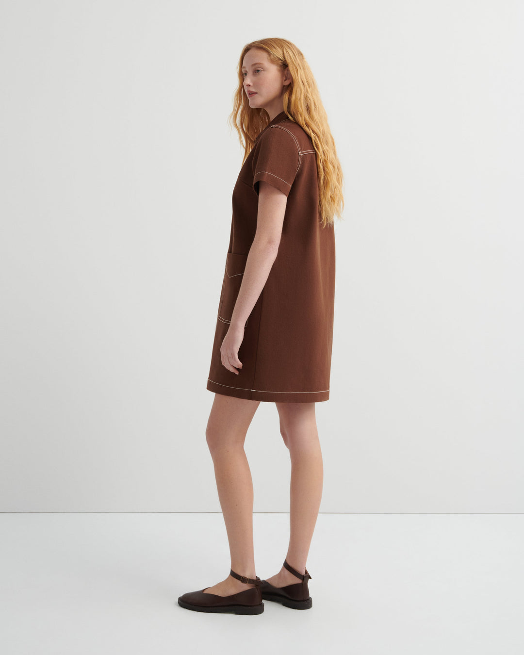 Foundation Organic Cotton Denim A-Line Dress – Brown Denim