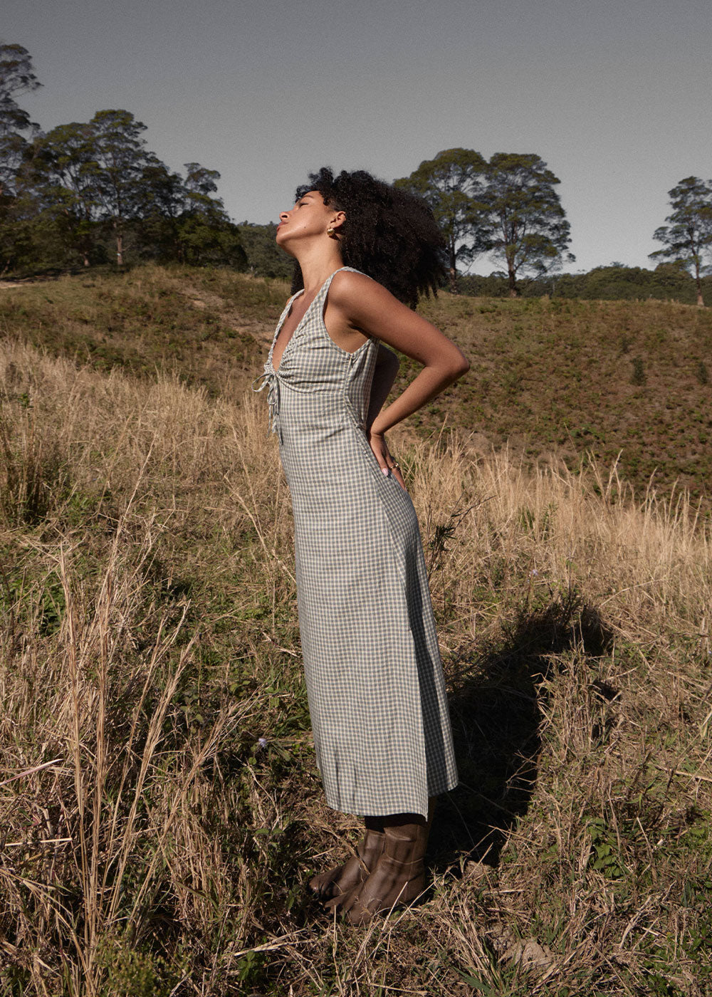 Womens Maxi Dress Izzy - Vice Alpine Check - AFENDS