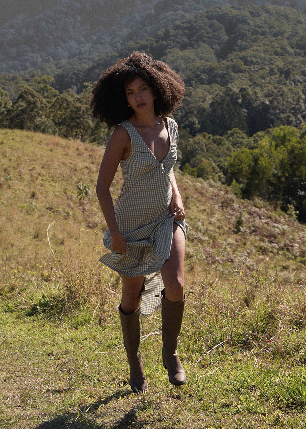 Womens Maxi Dress Izzy - Vice Alpine Check - AFENDS