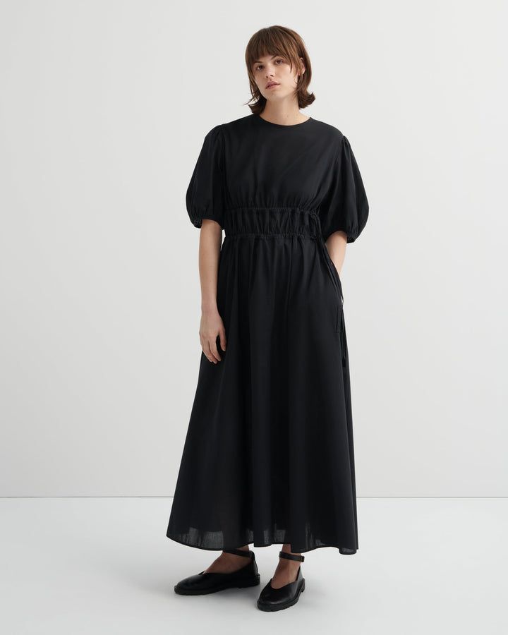 Long Celeste Cotton Voile Maxi Dress – Black