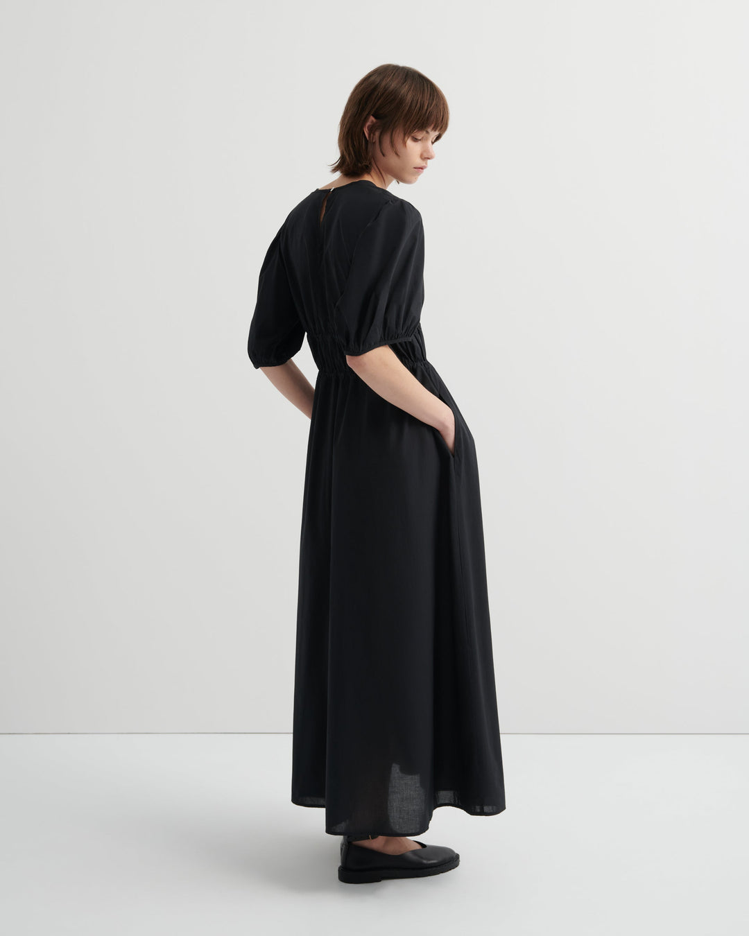 Long Celeste Cotton Voile Maxi Dress – Black