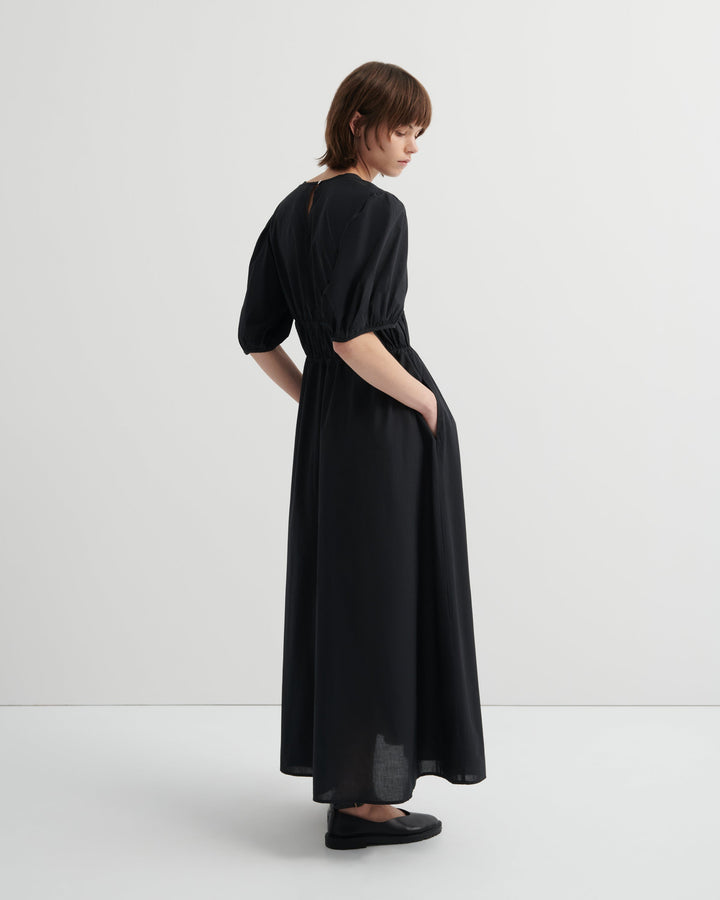 Long Celeste Cotton Voile Maxi Dress – Black