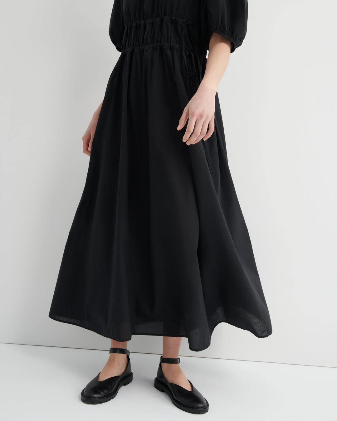 Long Celeste Cotton Voile Maxi Dress – Black