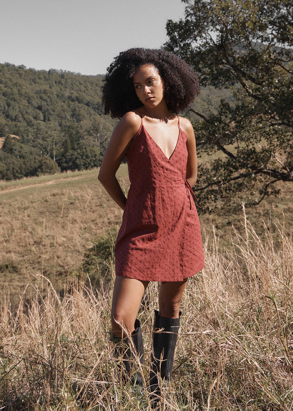 Womens Wrap Mini Dress Margot - Ruby Anglaise - AFENDS