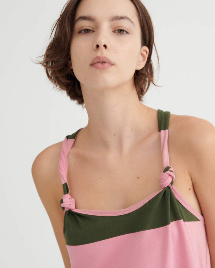 Motto Striped Cotton Halterneck Maxi Dress – Begonia Stripe