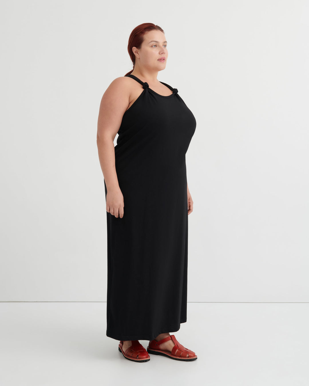 Motto Cotton Halterneck Maxi Dress – Black