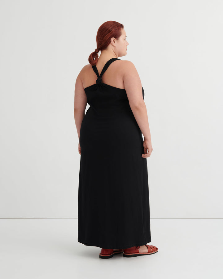 Motto Cotton Halterneck Maxi Dress – Black
