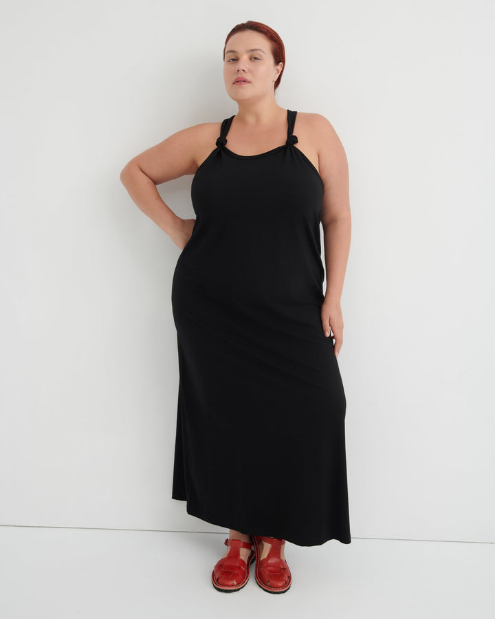 Motto Cotton Halterneck Maxi Dress – Black
