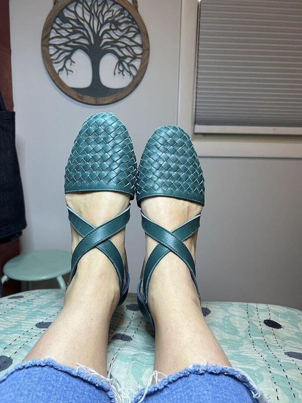 Reviewer photo of Riviera Woven Leather Flats