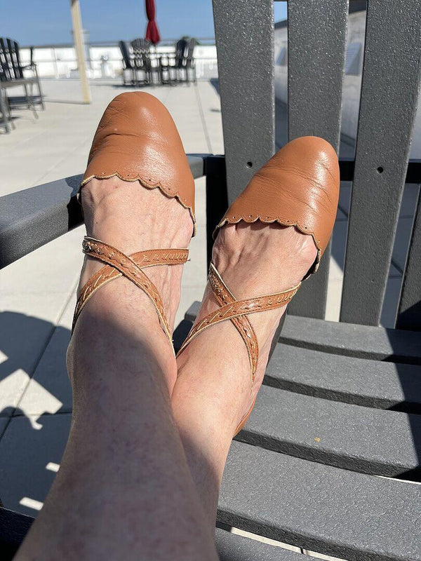 Reviewer photo of Montana Criss-Cross Leather Flats