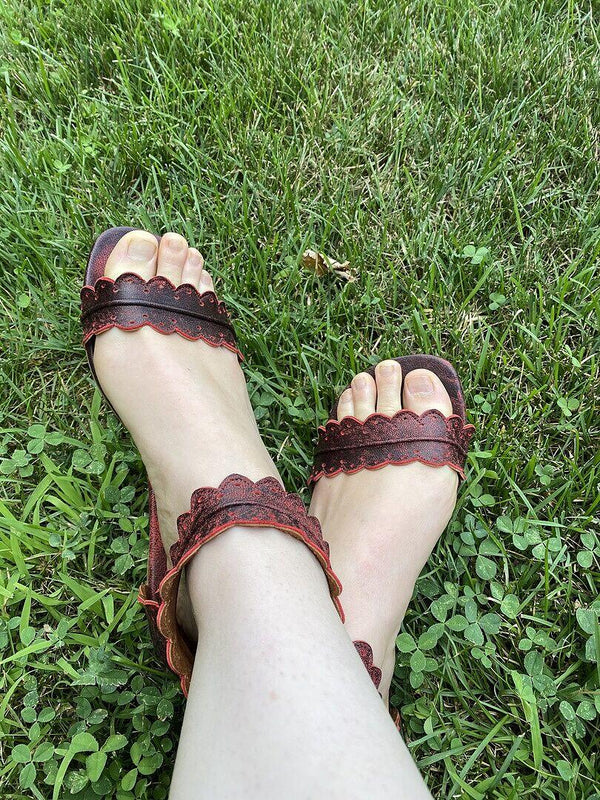Reviewer photo of Midsummer Scalloped Leather Sandals