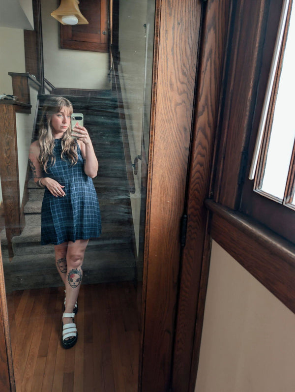 Reviewer photo of Sammy Seersucker Mini Dress – Midnight Check