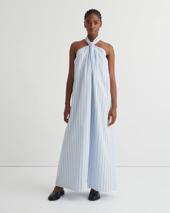 Perception Striped Poplin Halter Maxi Dress – Cloud Stripe