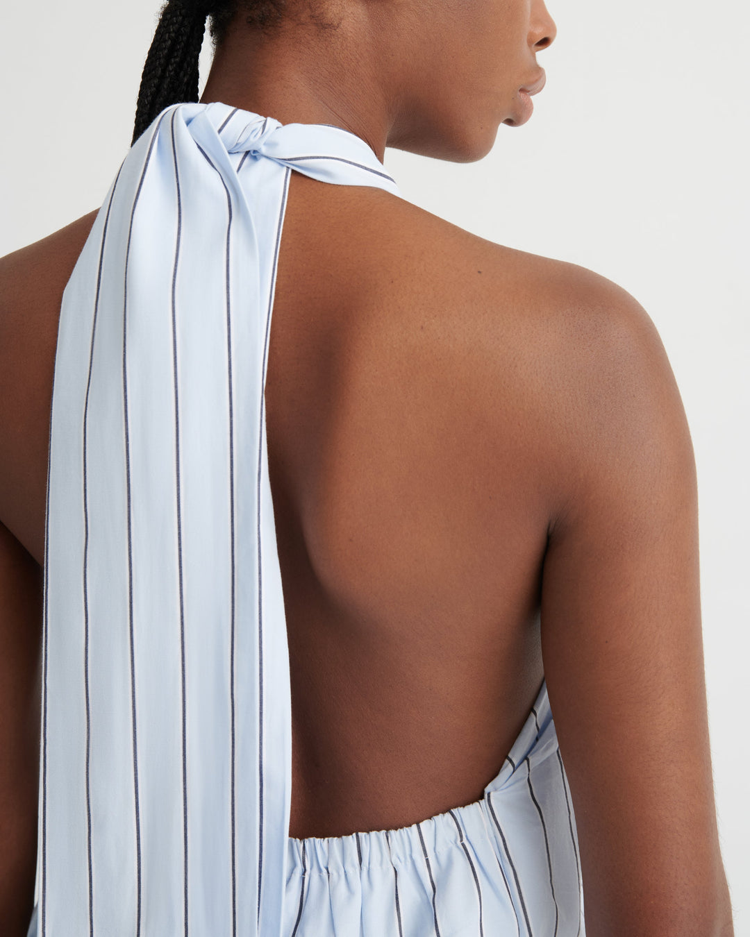 Perception Striped Poplin Halter Maxi Dress – Cloud Stripe